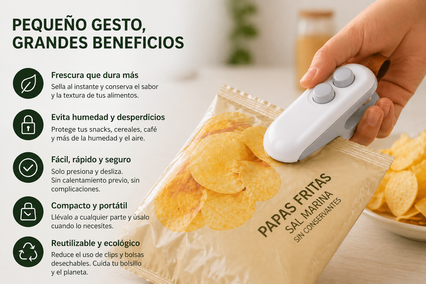SealQuick™ – Sella tus alimentos en segundos y manténlos frescos